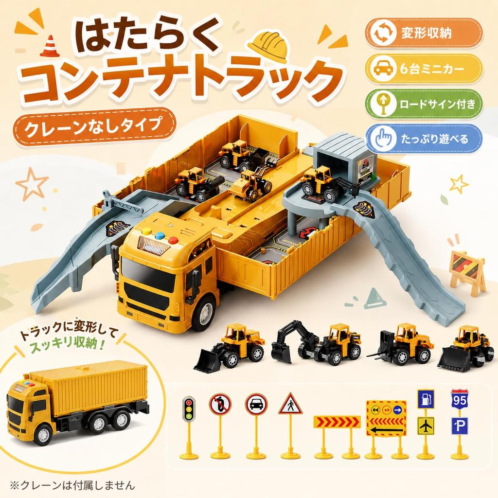 Multifunctional Construction Vehicle Toy Car Set Storage Transformable Parking Construction Road Indoor Educational Toy for Boys and Birthday