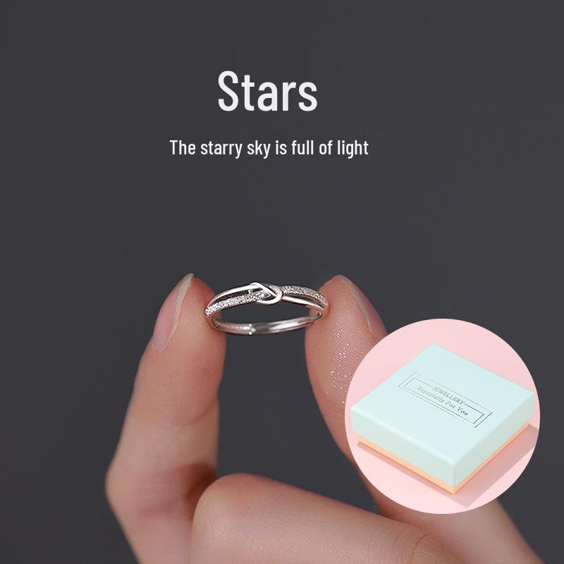 Starry Sky Knotted Frosted Ring: Women’s Light Luxury Index Finger Accessory, Summer 2023 Design