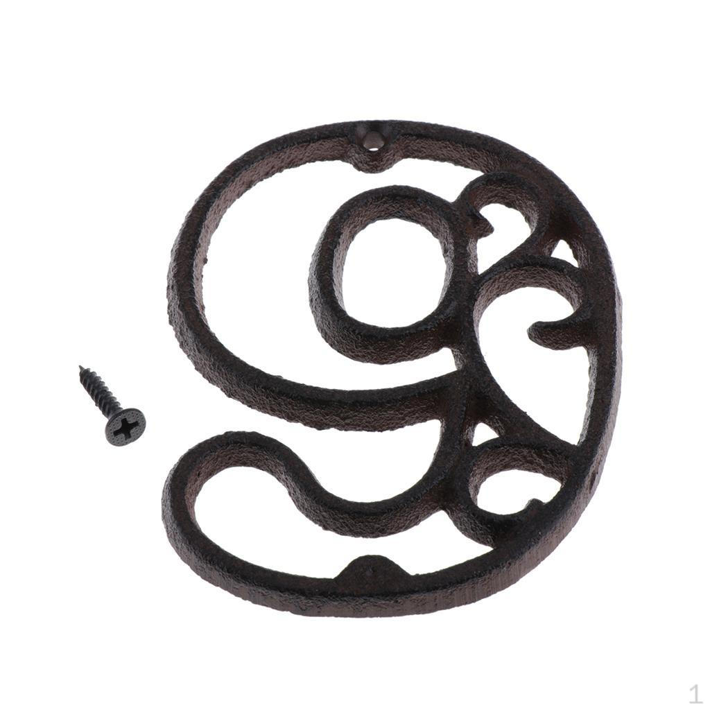 Black Wrought Iron Old House Door Number Street Address 0-9 number 9