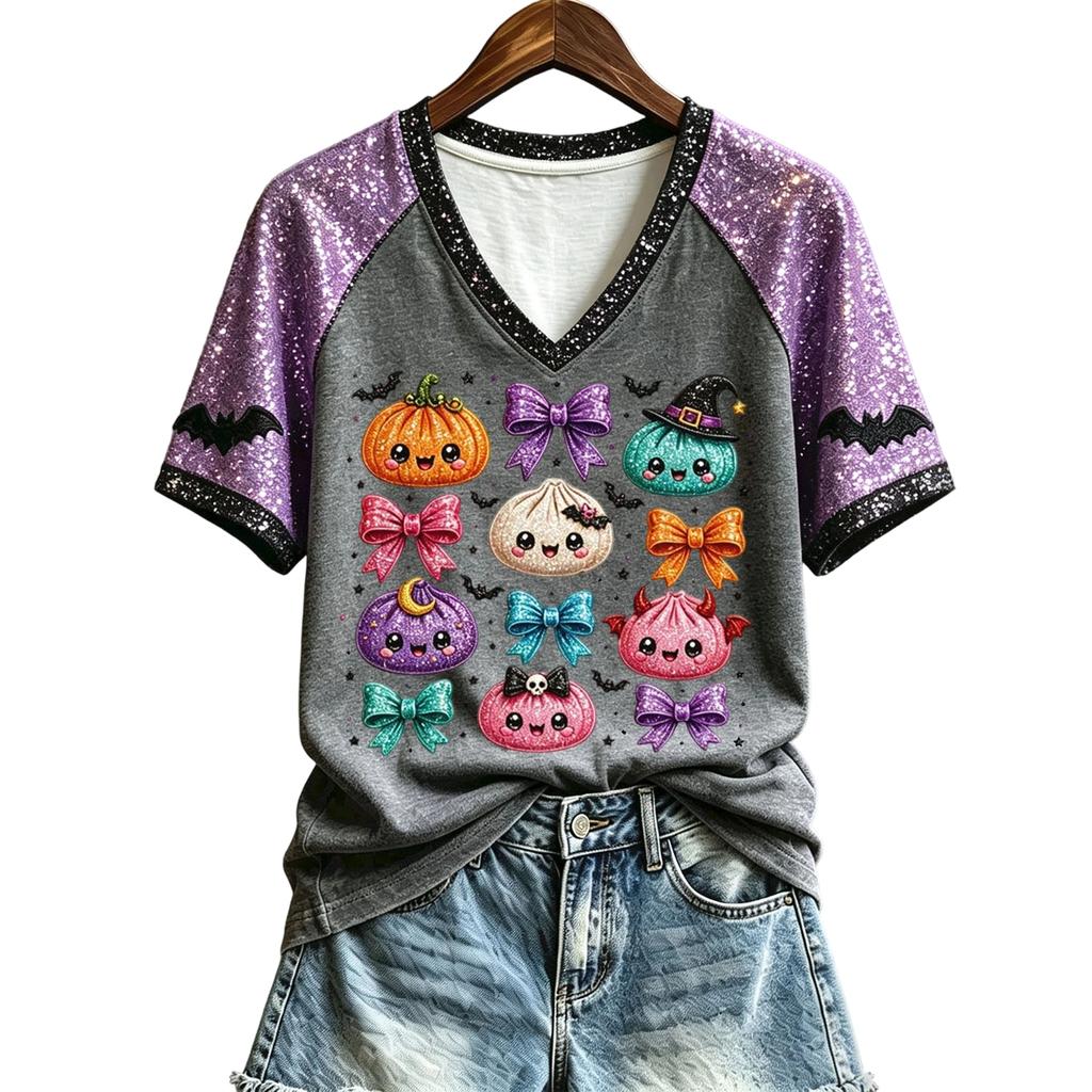 Women's Cute Halloween Printed Short Sleeve T-Shirt