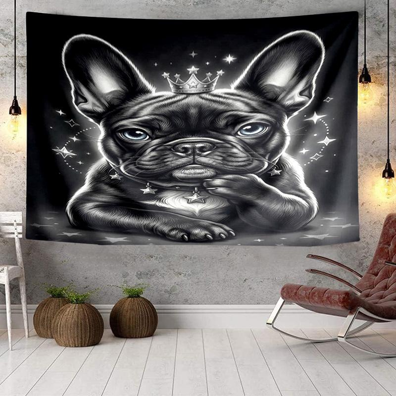 French Bulldog With Rose Tapestry Room Decoration Wall Hanging for Living Room Bedroom, Dormitory, Birthday and Christmas Gifts