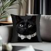 Trending BBlack Catead Cushion Cover Antidustmite Pillowcase Invisible Zipper Silky Short Plush Sofa Cushion Cover