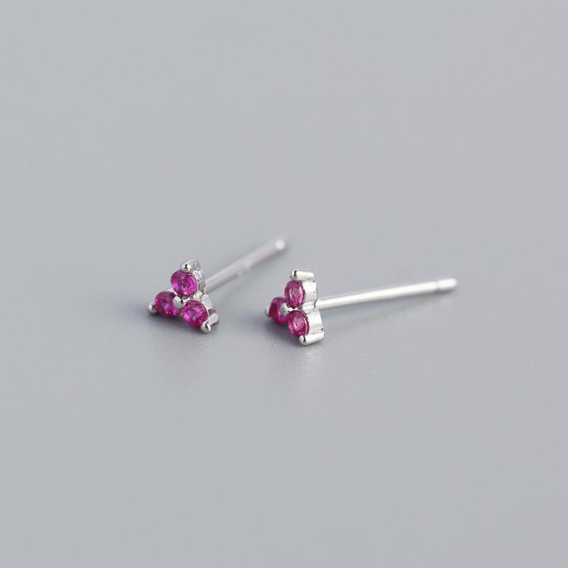 925 Silver Inlaid Crystal Geometric Clover Stud Earrings Light Luxury Mature Glamour Women Jewelry Accessories