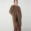 ELLE French Style Vintage Fashion Design Double Breasted Long Casual Loose Versatile Stand Collar Lamb Wool Plush Long Sleeve Coat Women coats EF52677