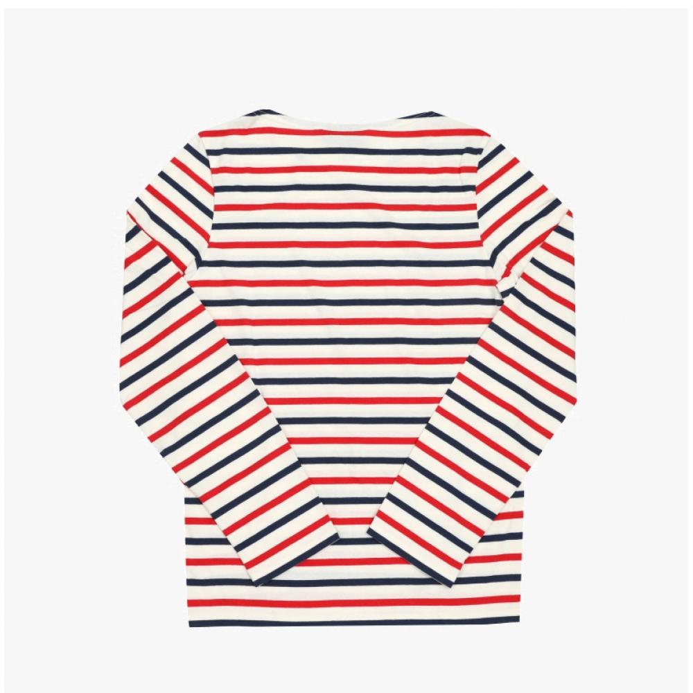 Saint James Unisex Long Sleeve Tee Modern Stripe Ecru Marin Tulipe 8115