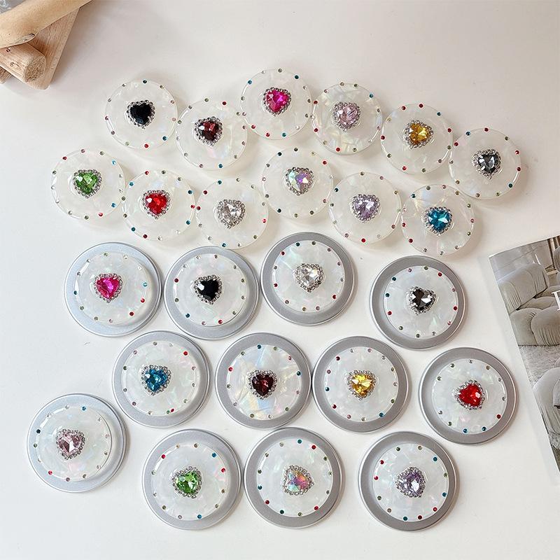 Colorful Heart Rhinestone Phone Holder: Magnetic, Retractable, Portable Finger Ring