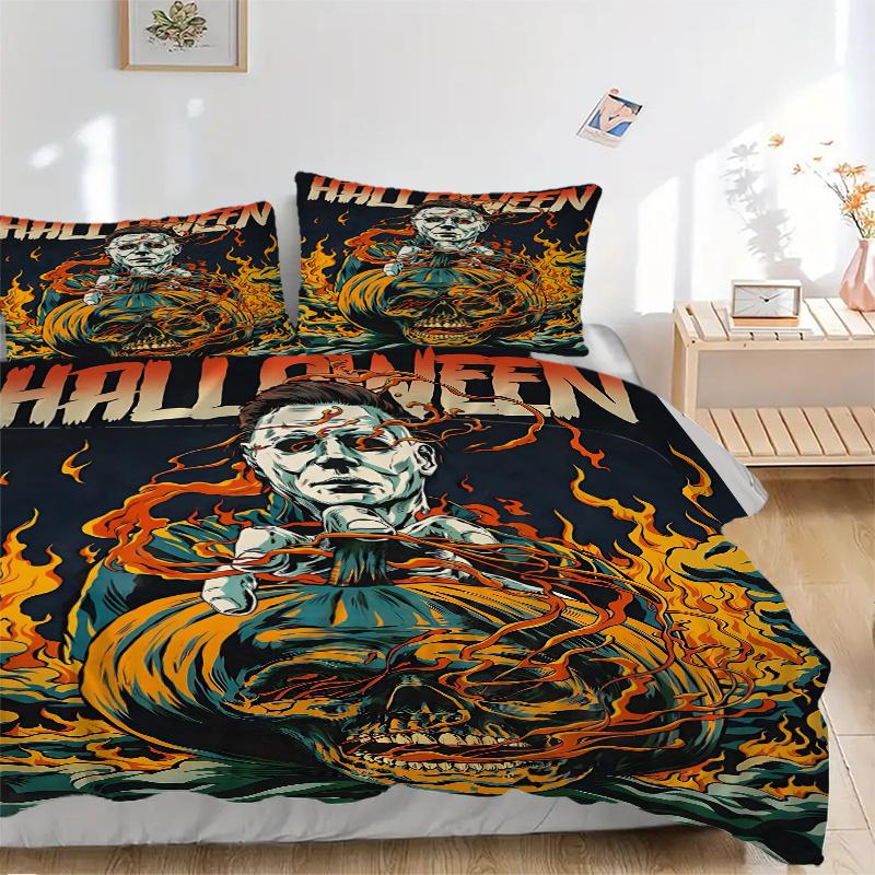 3pcs Halloween Horror Printed Bedding Set, Soft and Comfortable Quilt Cover for Bedroom, Guest Room .H045