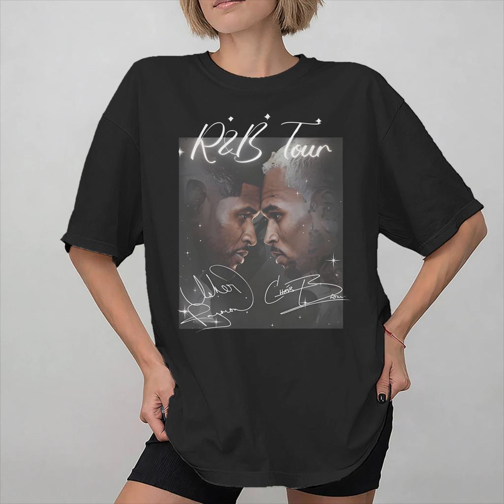 Graphic Printing Chris Brown Ushers RB Tour 2026 T Shirt for Unisex Women Pure Cotton Tshirts Short Sleeve Clothing