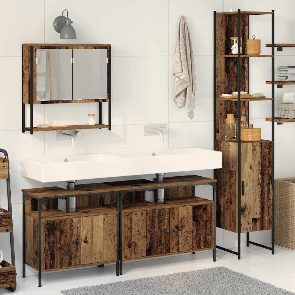 Bathroom Furniture Set with Shelf 4 pcs Reclaimed Wood Wood Based Material