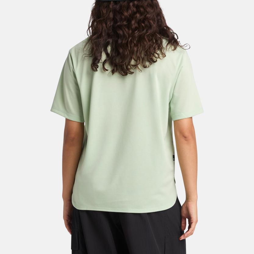 Timberland Logo Moisture-Wicking Quick-Dry Sun Protection Short Sleeve T-Shirt Women Tops Mint-Green A67W1-ENE