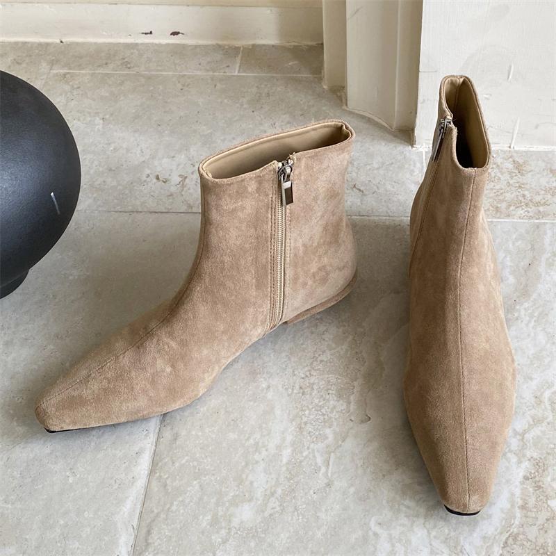 Eilyken Side Zipper Women Ankle Boots Casual Low Heels Shoes Autumn Winter Pointed Toe Chelsea Booties