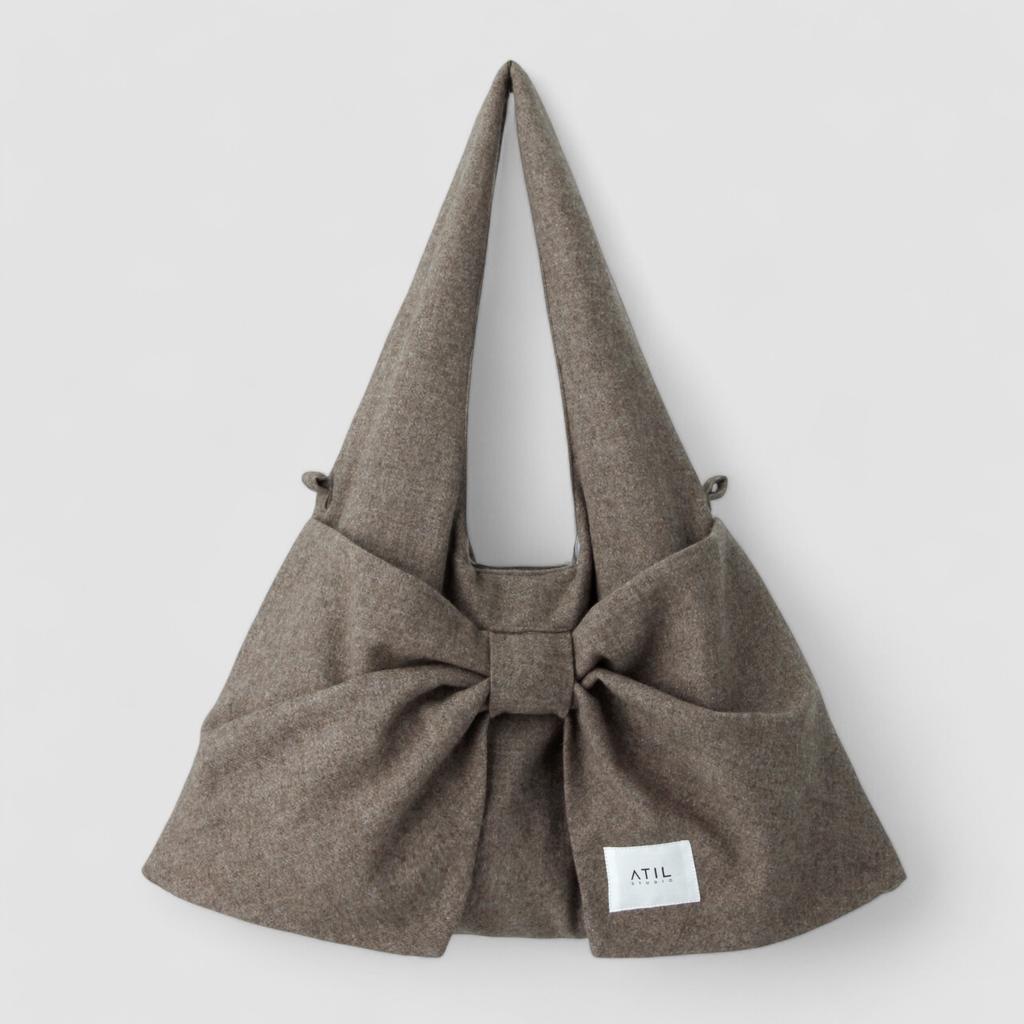 Atil Studio Wool Dewey Ribbon Hobo Shoulder And Crossbody Bag _ [Brown]