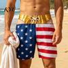 Summer Party Tricky Swimwear Hairy Big Booty Shorts, USA Flag Print Men Swim Trunks, Golden Funny 3D Visual Effect Shorts Briefs Design, Beach