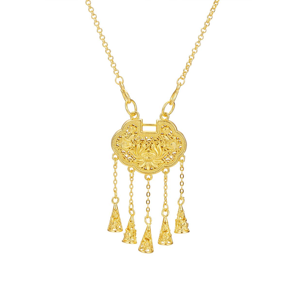 

Ожерелье с замком безопасности в виде лотоса из стерлингового серебра 925 пробы с кисточкой в женском стиле с подвеской в виде замка с длительным сроком службы на ключицу 925 Silver