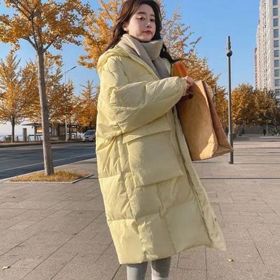 Cream Yellow Black Beoge Down Cotton Jackets Women Mid-length Winter Korean Style Loose Thickened Warm Coats