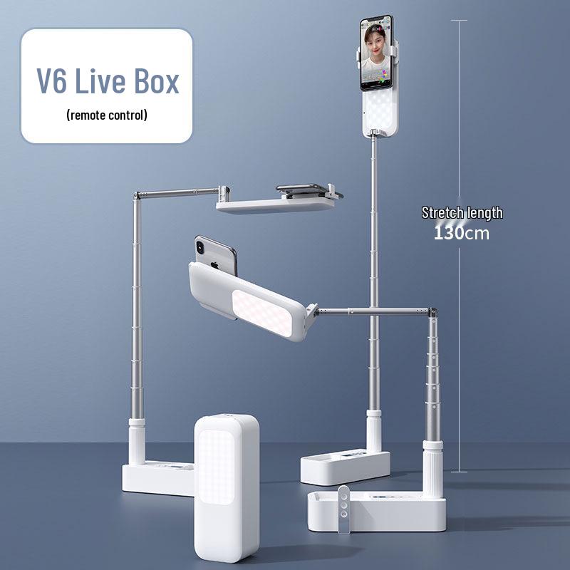 

Foldable Mobile Phone Holder with Bluetooth Remote & Rotating Fill Light for Live Streaming and Overhead Shots белый