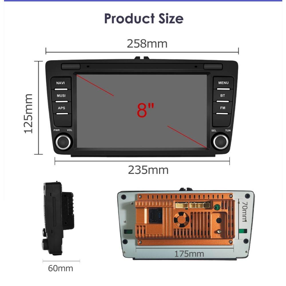 8 tommer Bilradio Android for Skoda Octavia 2 A5 2004-2013 Auto Multimedia Stereo Navigasjon 1+32GB