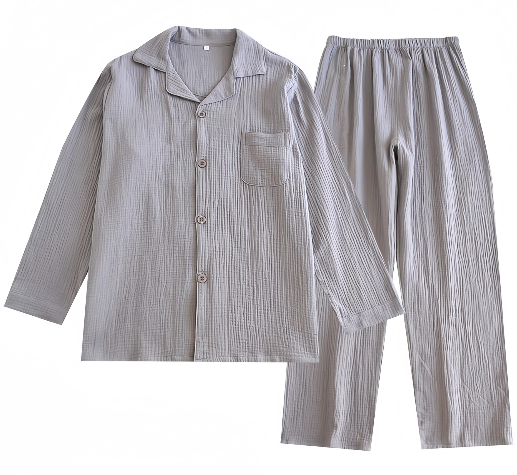 

Хлопок Jomoku Двойной Короткий Длинный и Мягкий и Удобный Сверху и Снизу Удобный для Лета Мужская Пижама, 100% Марля, Рукав, Рукав,