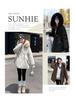 Women's Mid-Length Cotton Jacket with Large Fur Collar, Hooded, Winter 2024 Style, Warm Outerwear.