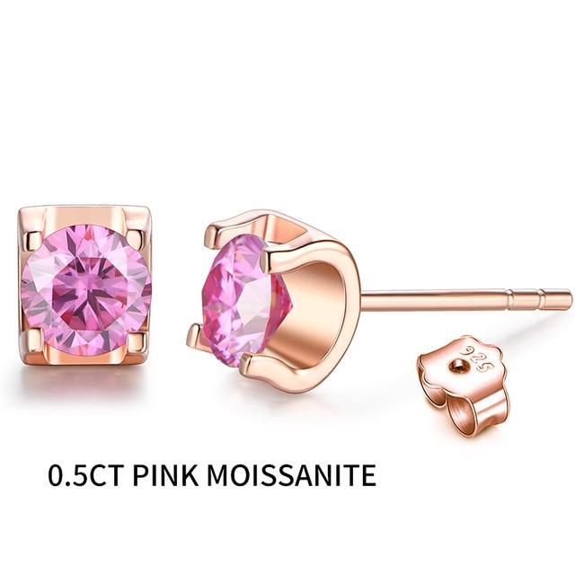 

Серьги с муассанитом для женщин, 18-каратное розовое золото, серебро, цвет D, Vvs1, круглые серьги с муассанитом и бриллиантами, ювелирные изделия ко Дню матери