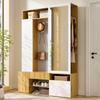 Hallway Wardrobe Cabinet MDF with Mirror, Shoe Cabinet, Hall Cabinet, Entrance Wardrobe, Closet with Clothes Rail, Hooks, Hallway Furniture