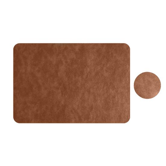 Faux Leather Placemat Coaster Dining Table Heat Insulation Pad Dual Side Waterproof Placemat for Kitchen Countertops Dining Tables
