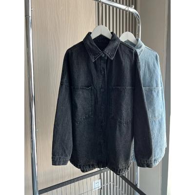 Denim Jacket Spring All-cotton Large Pockets Embellished Loose Version of Women's Shirt-style Denim Jacket
