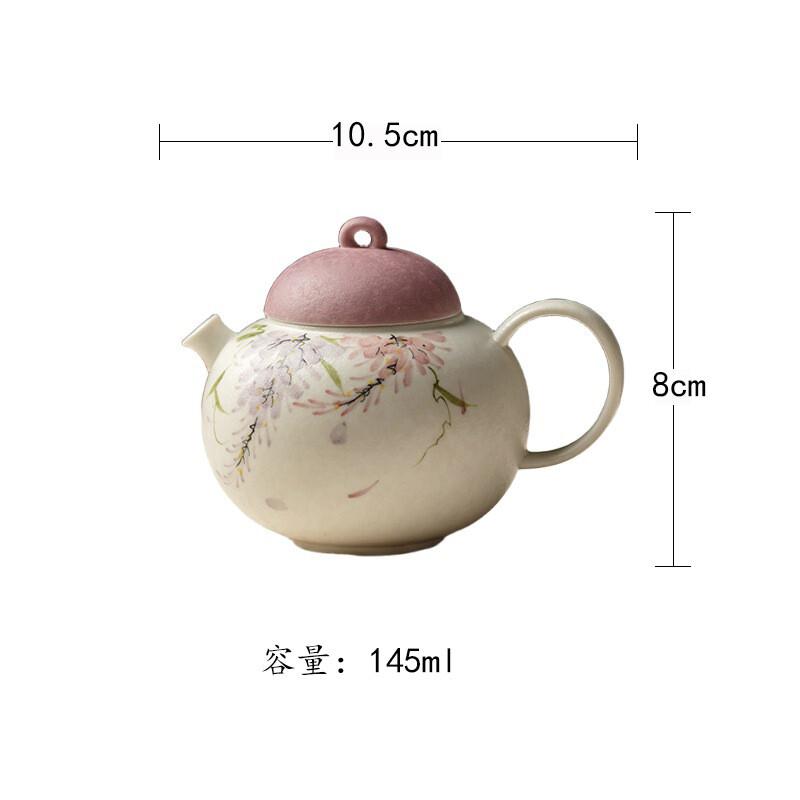 

145ml Hand-painted Wisteria Teapot Vintage Tea Infuser Pot Household Tea Maker Kettle With Strainer Tableware Decoration Craft