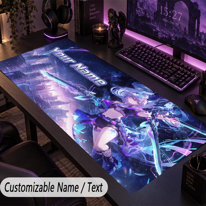 Custom Text Big Mousepad, Extended Desk Pad For Laptop Work GameHonkai Star Rail