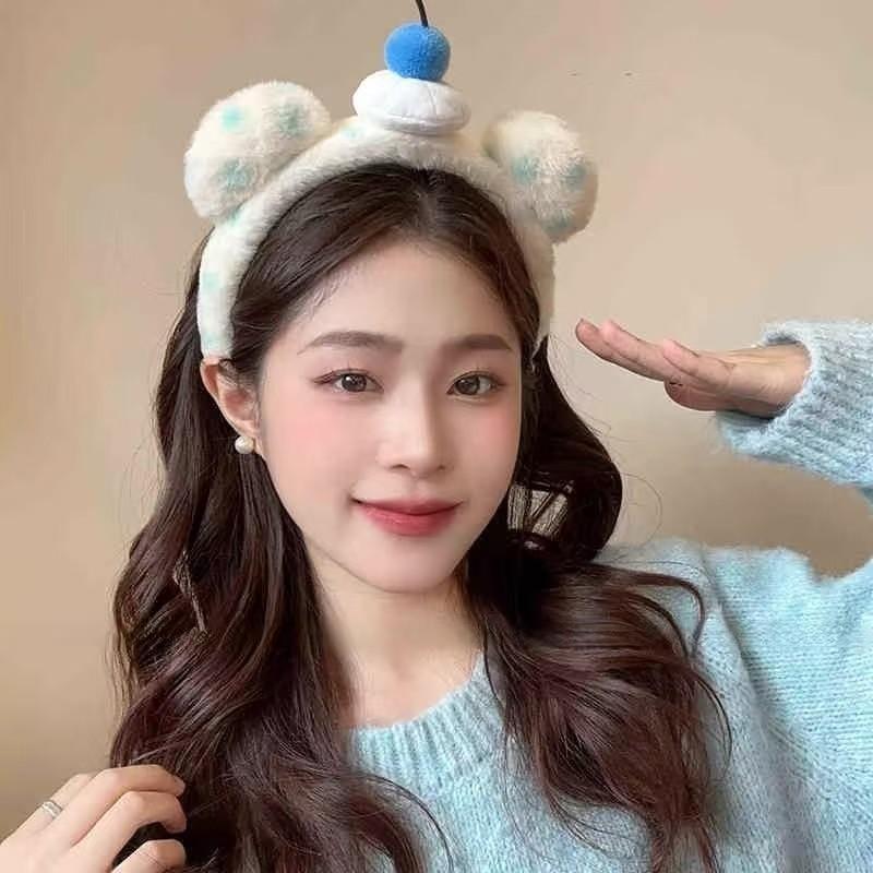 YJL3 Cute Shark Cake Wave Point Headband Makeup Hair Hoop Amusement Park Photography Prop for Women Girl Hair Accessories