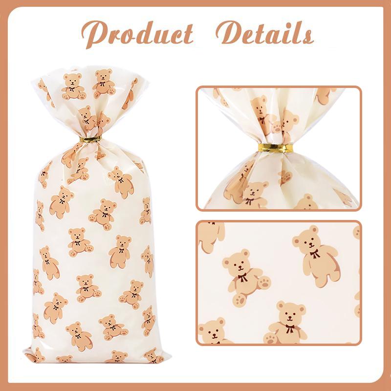 30/50 Stück Teddybär Süßigkeiten Geschenktüte Plastik Keks Dessert Verpackungsbeutel Kinder Geburtstagsparty Dekoration Zubehör Babyparty