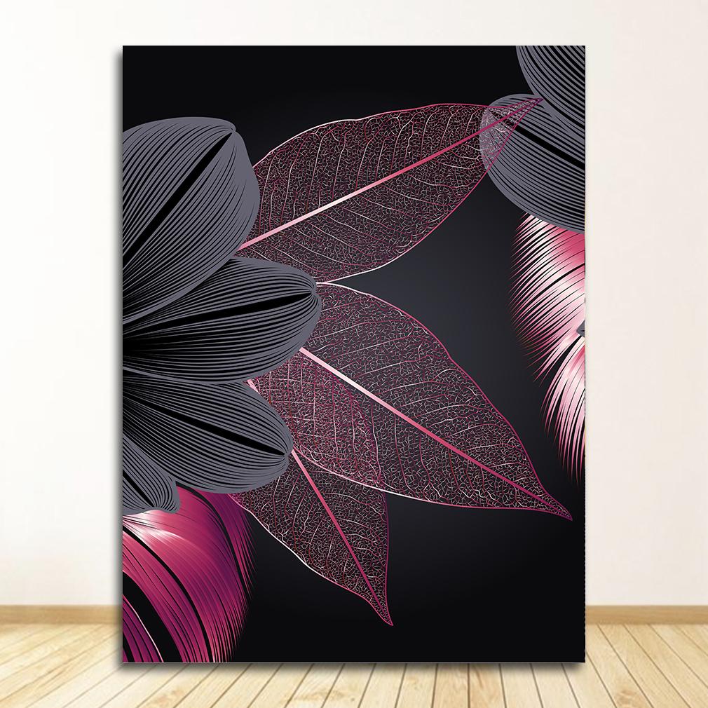 Black Golden Plant Leaf Canvas Poster Print  Abstract Wall Art Painting Nordic Living Room Decoration Picture Modern Home Decor