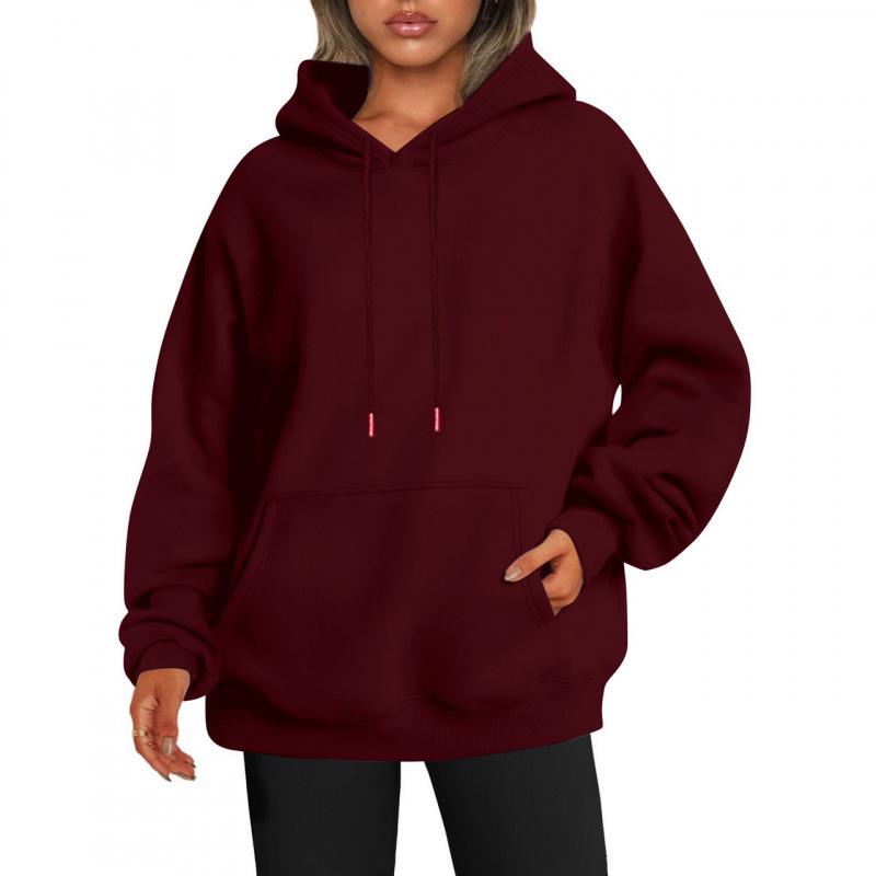 European and American Style Solid Color Women's Thick Hooded Sweatshirt, Autumn Edition, Customizable Logo.