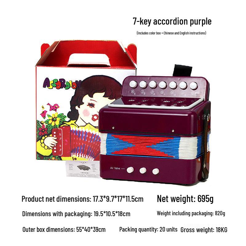 

Colorful 17-Key Accordion: Perfect for Kids Music Learning - Engaging Mini Toy Instrument & Ideal Christmas Gift.