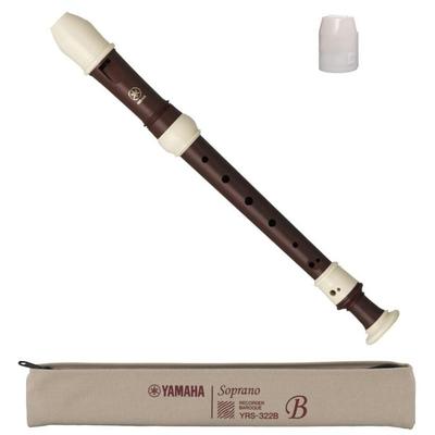 Yamaha YRS-322B Soprano Recorder Baroque Style Rosewood Finish ABS Antibacterial Cap Cleaning Rod Cloth Case Fingering Chart Set