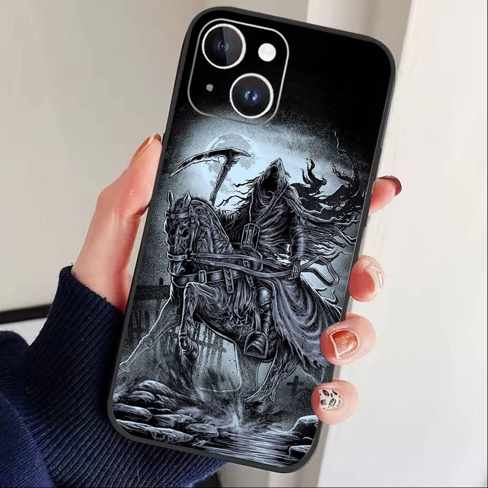 Anti-war F-Four Horsemen Apocalypse Phone Case For iPhone 17 16 15 14 13 12 Max Plus Silicone Black Cover