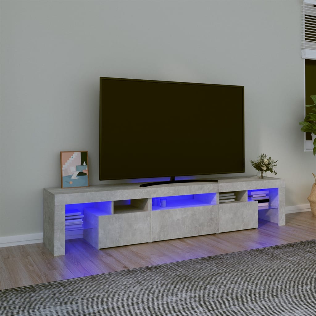 TV Cabinet with LED Lights Concrete Grey 200 X 36.5 X 40 Cm