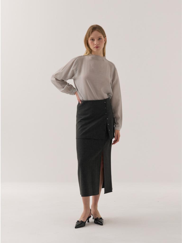 Iel Button Double Layered Skirt