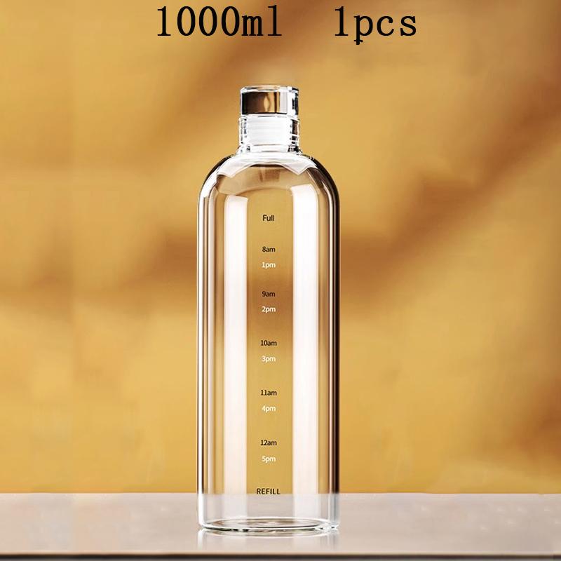 FOME Glass Sport Water Bottle With Time Scale Wine Storage Bottle Outdoor Water Bottle For Coffee Tea Milk Juice 500/750/1000ml