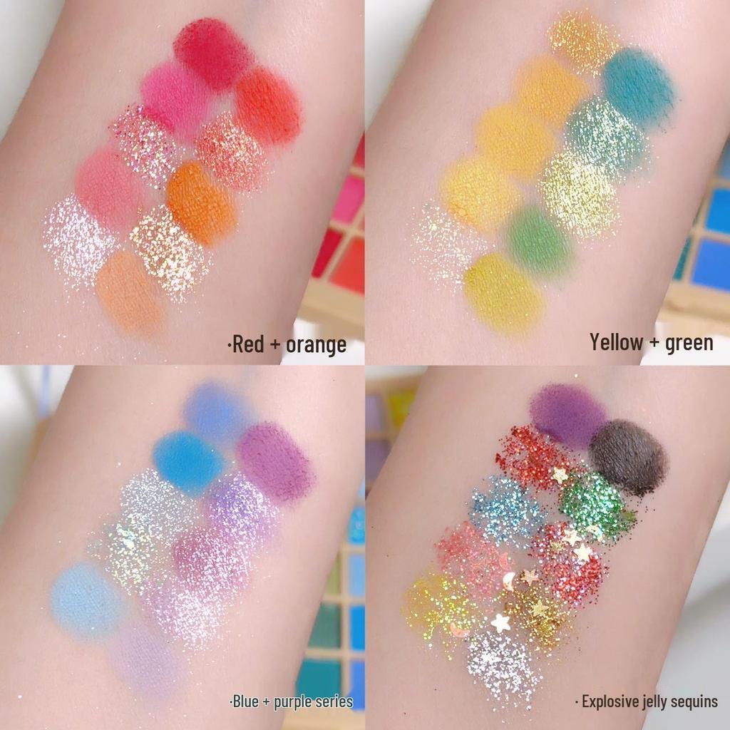 MGL Dreamy 40-Color Eyeshadow Palette: Pearlescent Glitter & Shimmer for Students and Stage Makeup