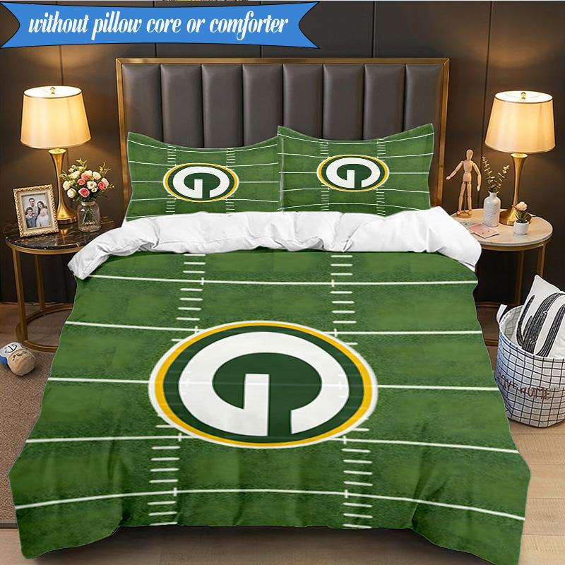 Green Bay Packers Bettwäsche-Set 3-teilig, inklusive 1 Bettbezug und 2 Kissenbezügen. Perfekt für Weihnachten, ideal für Schlafzimmer, Studentenwohnheim