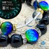 Luminous Firefly Glass Kerama Marine Pair Bracelet Onyx 12mm Quartz 10mm Glass Beads [Sea Drop] Glow-in-the-dark [092bt]