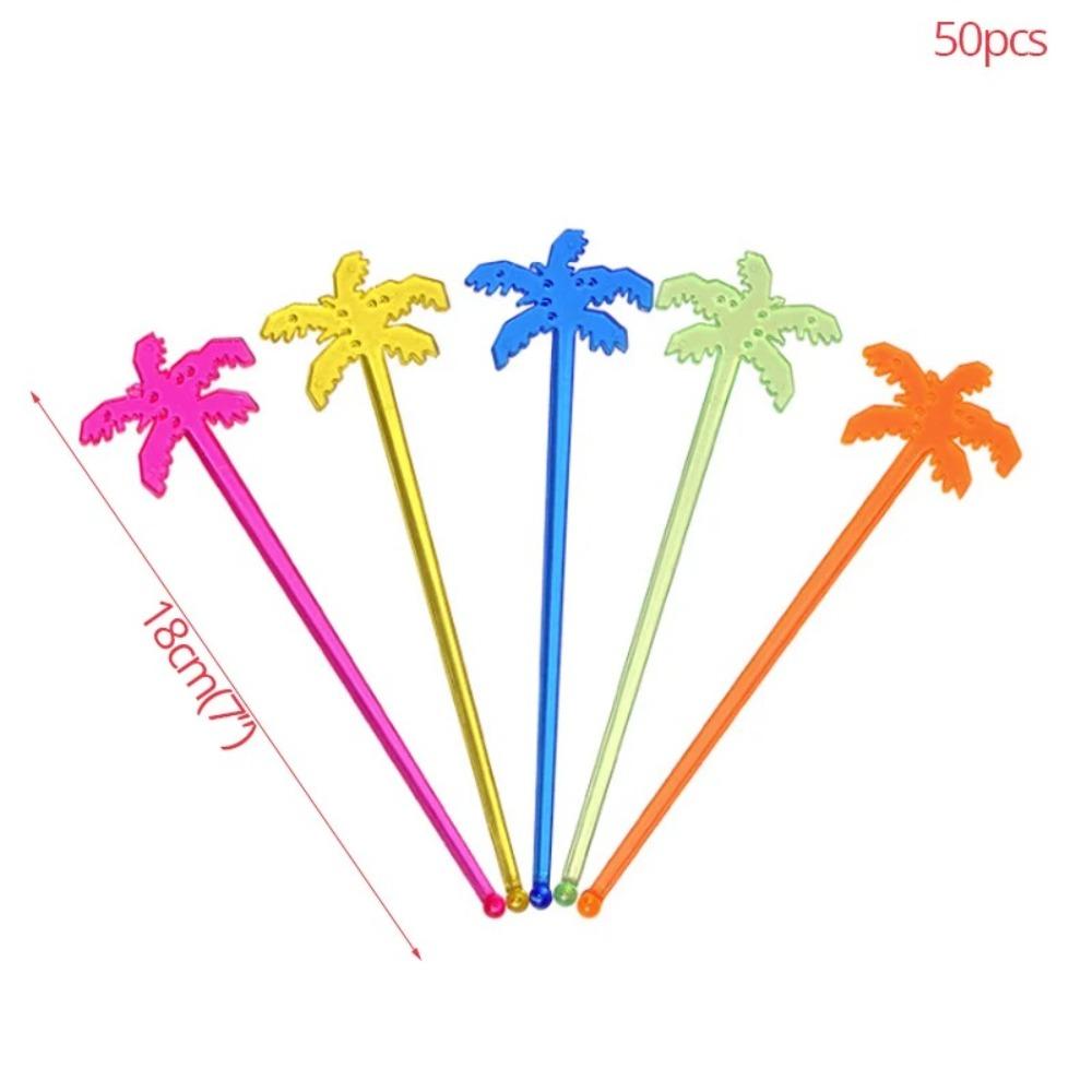 50pcs Colorful Coffee Beverage Stirrer Tropical Summer Juice Drink Stirrers  Party Favors