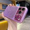 Fashion Blingbling Glitter Small Grid Pattern Window With Camera Glass Film Phone Cover Case for iPhone 17 16 15 14 13Pro Max