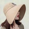 Women Summer Hat Big Brim Adjustable Anti-UV Protection Fisherman Hat Foldable Beach Sun Hats Empty Top Hat Ponytail Hat Travel