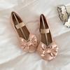 Fashion Elegant Woman Shoes with Low Heels Mary Janes Bow Tie Satin Ballet Flats Pumps Round Toe  Ladies Shoes