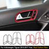 4PCS Real Carbon Fiber Car Door Handle Panel Frame Decoration Sticker For Volkswagen Tiguan 2013-2017 Car Accessories
