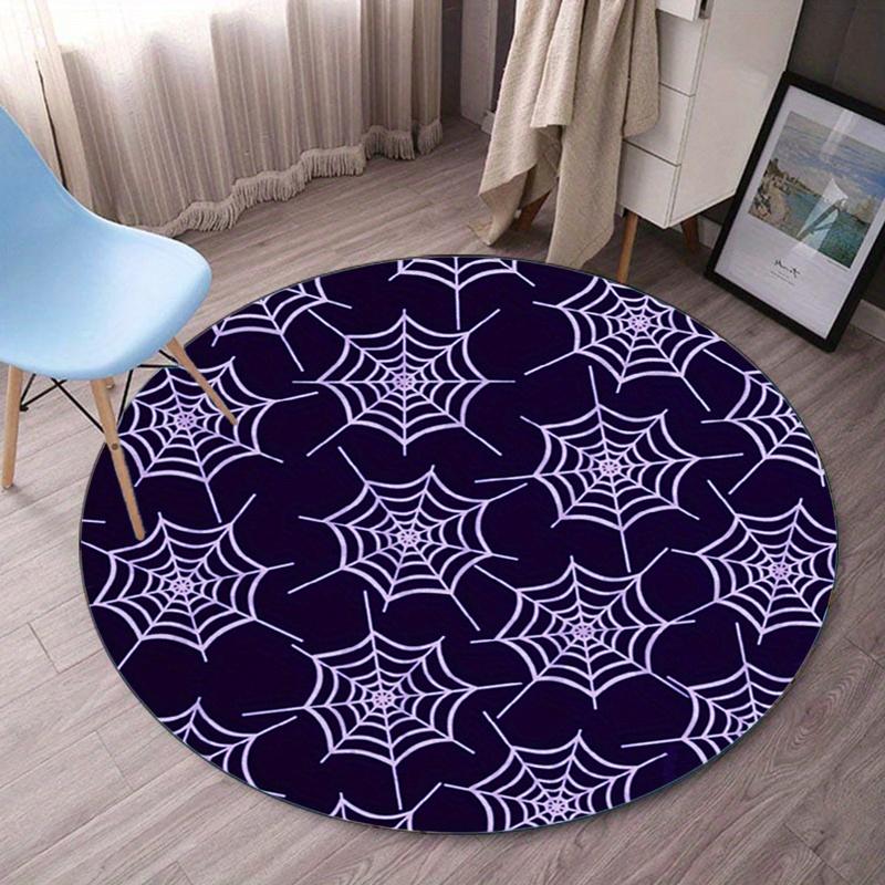 

Spider webpattern round rug crystal velvet floormat Halloween purple whitedesign home decor anti slip carpet bedroom living room 60cm x 60cm