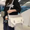 Large Capacity Canvas Single Shoulder Bag Urban Simple Style Soft With Car Stitching Trendy Crossbody Bag