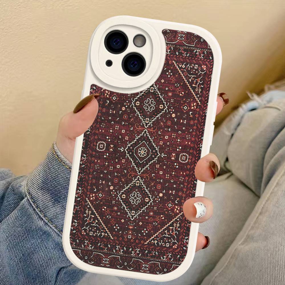 

Persian Carpet Floral Pattern Phone Case For IPhone 16 15 14 13 12 11 Pro Max Plus Leather Soft Cover iphone 13promax